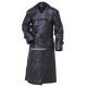 WW2 German Gestapo leather trench coat BLACK
