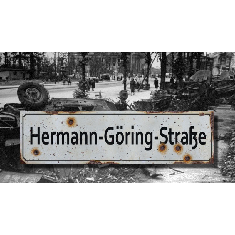 Herman Goring Strasse - Vintage WW2 Road and Place Name Sign