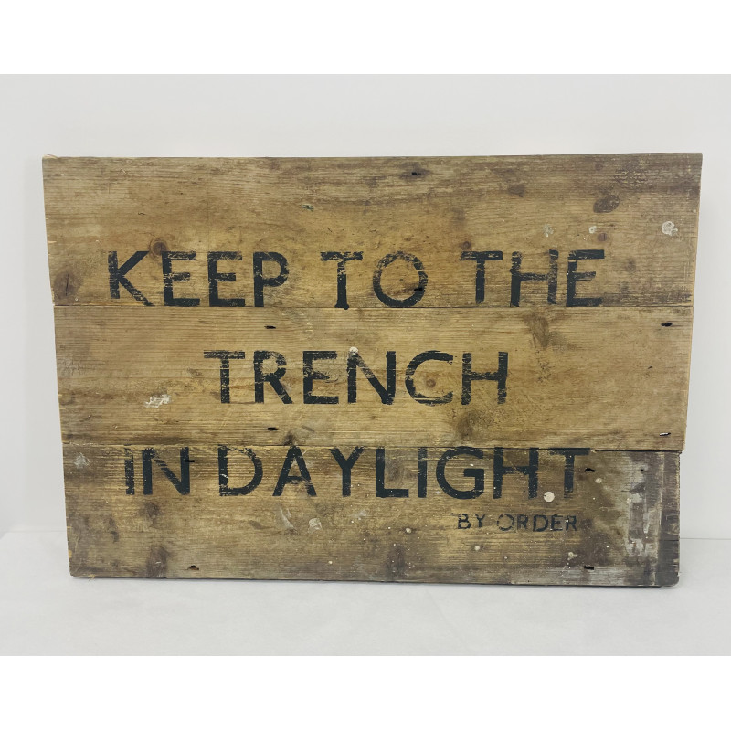 MILITARY PROP HIRE - WW1 WOODEN SIGN KEEP TO THE TRENCH