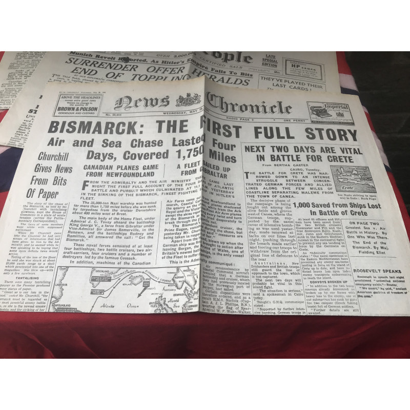 MILITARY PROP HIRE -  WW2 newspapers - The People Sunday 24th April 1945