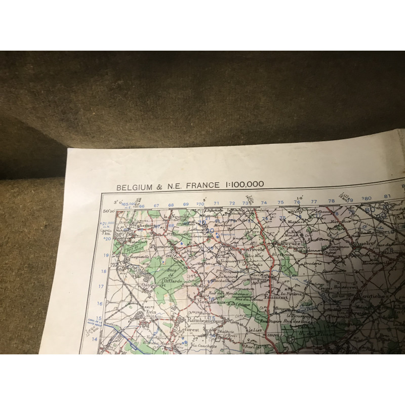 MILITARY PROP HIRE - WW2 British Map of Begium and N France 1942