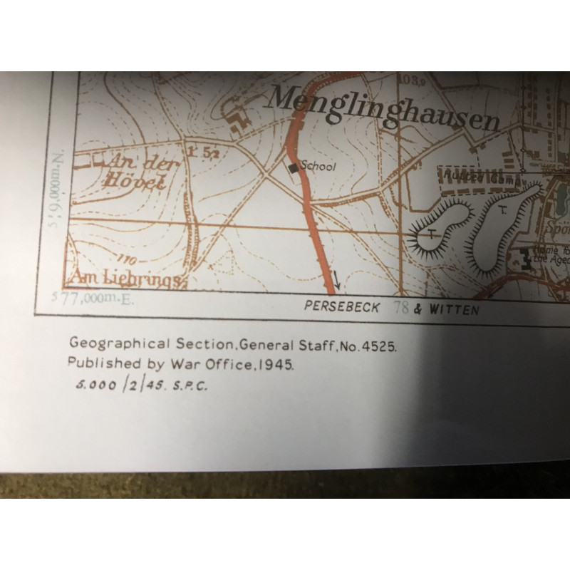 MILITARY PROP HIRE - WW2 British Map of Dortmund Germany 1945