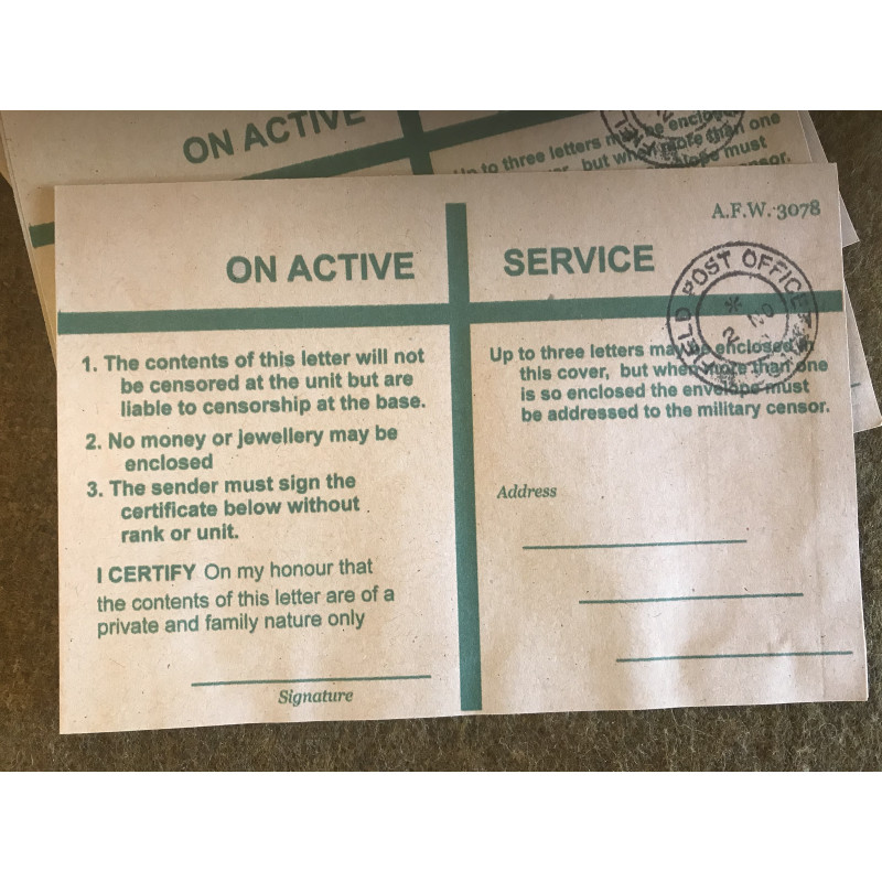 MILITARY PROP HIRE - British WW2 On Active Service envelopes