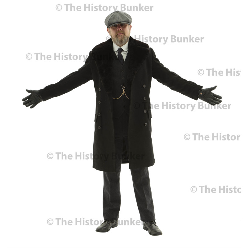 Edwardian Mens double breasted overcoat - BLACK