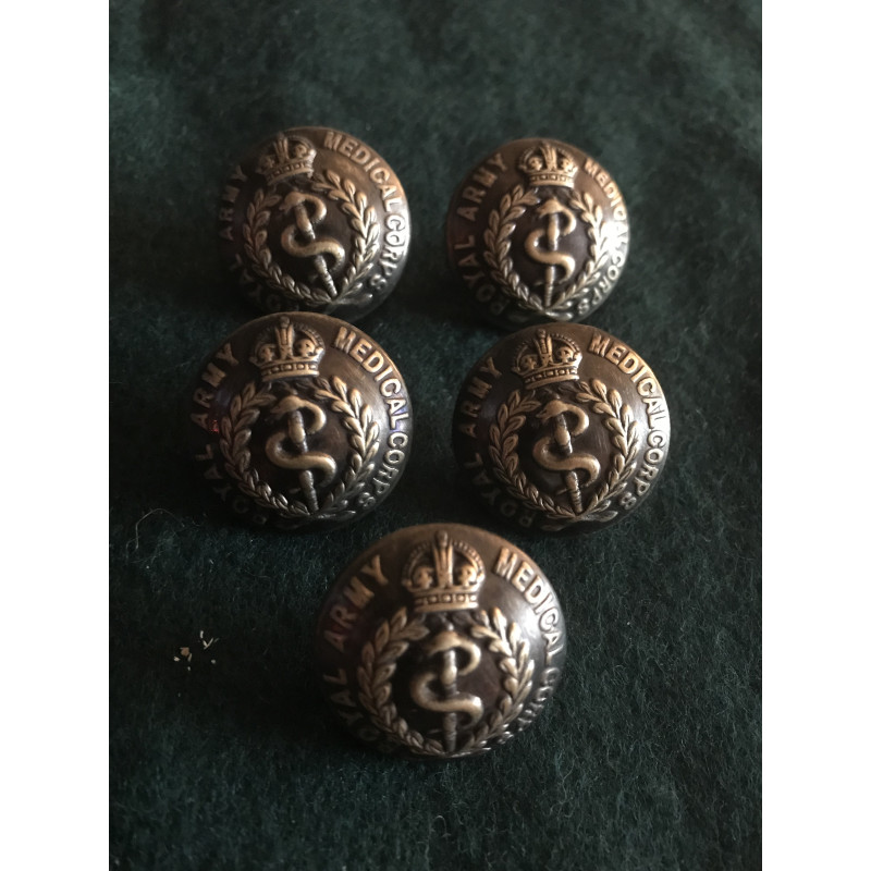 Royal Army Medical Corps buttons 24mm  WW1 set of 5
